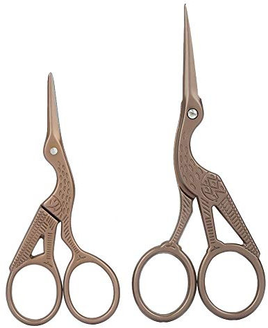 Akozon Vintage Schere 2 Stück Kran Form Schere Retro Titan Schwarz Edelstahl Carving Crane Form für Office Home Hair Cutting DIY Handwerk Werkzeug Stickerei,Stickschere,Nähen, Kunst Arbeit,Alltag