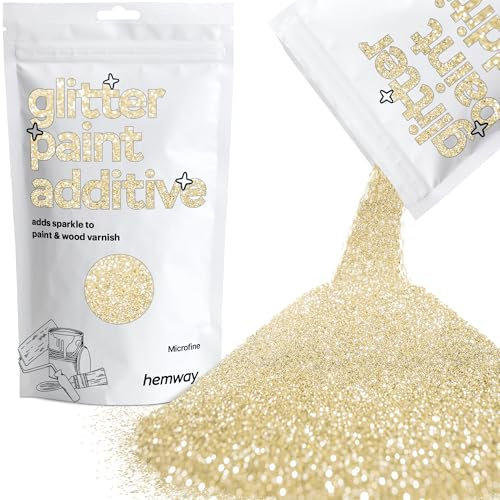 Hemway Glitter Paint Additive - Champagne Gold | Microfine Metallic Flakes for Adding Sparkle to Paints & Wood Varnish | Add to Emulsion, Acrylic & Latex for Indoor Sparkly Walls | 100 g