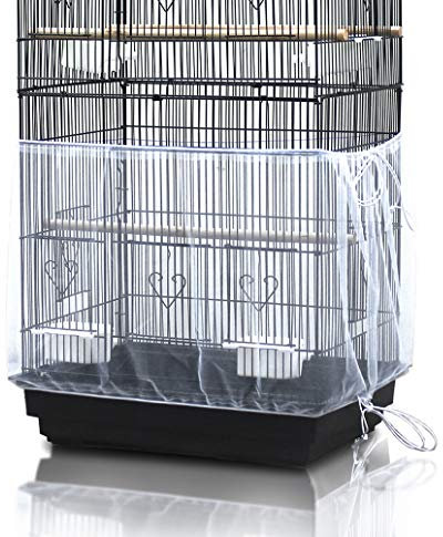 ASOCEA Cubierta Universal para Jaula de Pájaros Recoge Semillas Faldón para Jaula de Loro de Malla de Nylon - Blanco(No Incluye Jaula de Pájaros)