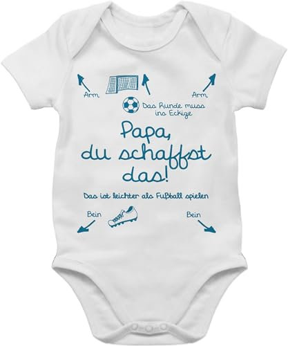 Shirtracer Baby Body Mädchen - Strampler & - Papa du schaffst das Fußball Junge - 18/24 Monate - Weiß - vatertagsbody sachen für neugeborene dad bodys babygeschenke zur geburt väter babybody