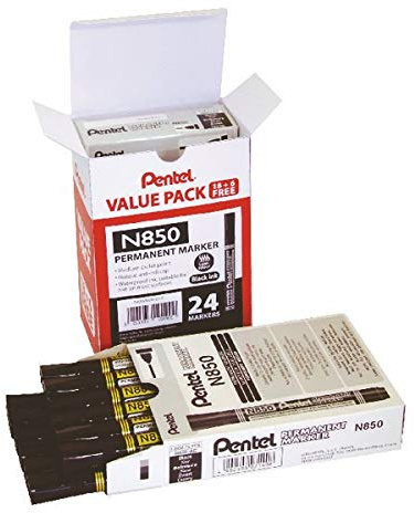 Pentel N850 Permanent Marker Bullet Tip Black [Pack of 24]