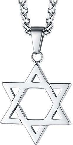 FaithHeart silberkette mit Hexagramm Anhänger Davidstern Kette Jüdischer Modeschmuck mit Geschenkebox für Herren Jungen