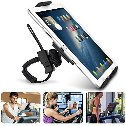 AboveTEK Cycling Bike iPad/Phone Holder Tablet Mount for Gym Handlebar, Portable 360° Swivel Stand for 3.5-12 Tablets/Cell Phones