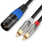 JOLGOO Unbalanced Dual RCA to XLR Y Splitter Patch Microphone Cable - 2 Meters, 1 XLR Male to 2 RCA Male Y Adapter Cord