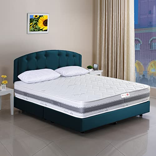 Matratze für Einzelbett, 90 x 200 cm, Taschenfedern, halbfest, Modell Vega, abziehbare Matratze Medizinisch, Höhe 22 cm + 1 Kissen, Matratze ohne Memory mit Stoff und Naturfasern