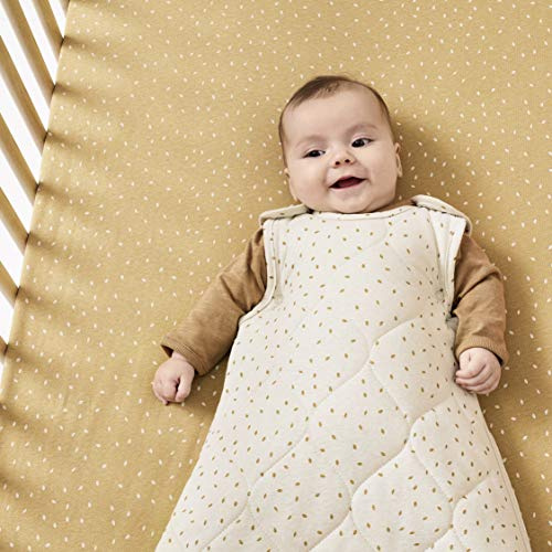 Little Green Sheep Baby Sleeping Bag - Luxury Organic Cotton Blend Sleeping Bags with Side Zip Fastening Poppers, Meets British Safety Standard, Linen Rice, 2.5 Tog 6-18M
