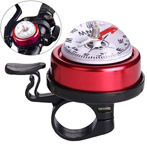 Qiekenao Fahrradklingel, Mountainbike, Kompass, Lenkerklingel, Alarm, Fahrradausrüstung, Zubehör Einheitsgröße rot