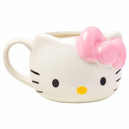 Silver Buffalo Sanrio Hello Kitty Keramiktasse mit rosa Schleife, 3D-geformt, 590 ml