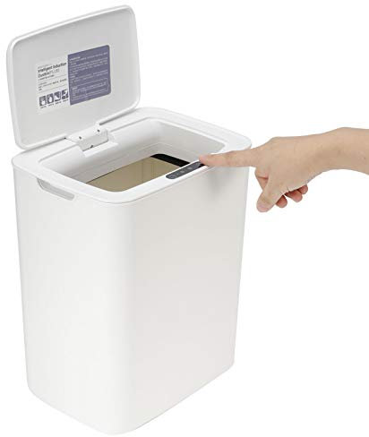 Zerodis Mülleimer, 14l automatischer Sensor Touch Smart Mülleimer mit Abdeckung, Weiß, 11,8 x 9,8 x 7,3 Zoll, für Smart Home, Küche, Schlafzimmer, Arbeitszimmer