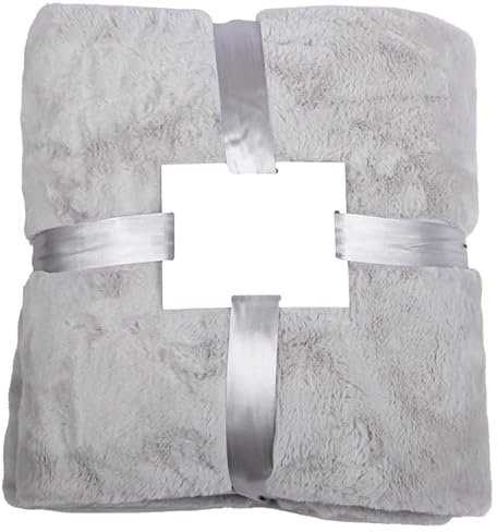Y-H YORKSHIRE HOMEWARE Rabbit Throws Blankets Faux Fur Sofa Comfy Material Bed Tv Soft & Plush Warm Cozy Gift Blankets (Silver, Double 150 x 200cm)