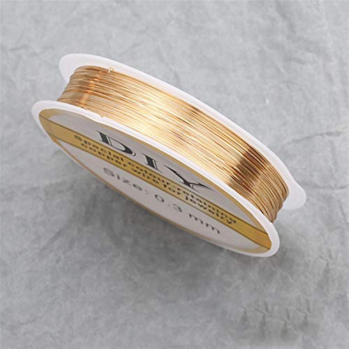 Geeyu ZHaonan-Filo di Rame Accessori per Gioielli, Filo di Rame, Placcato in Oro 18 carati, 0,3 Micron, Collana di Braccialetto Fai da Te, creazione di Gioielli, Un Rotolo/Lotto Parti di Ricambio