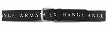 Armani Exchange Herren Gürtel mit Logo-Print Belt, Black/Off White, 30