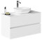 Baikal Mueble de Baño Onyx. Mueble MONTADO, Mueble 2 cajones. Mueble Baño con Lavabo. Mueble Suspendido. Armario de Pared. Lavabo Cerámico. 90cm Blanco.