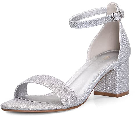 mysoft Women's Chunky Heels Open Toe Dress Sandals with Ankle Strap