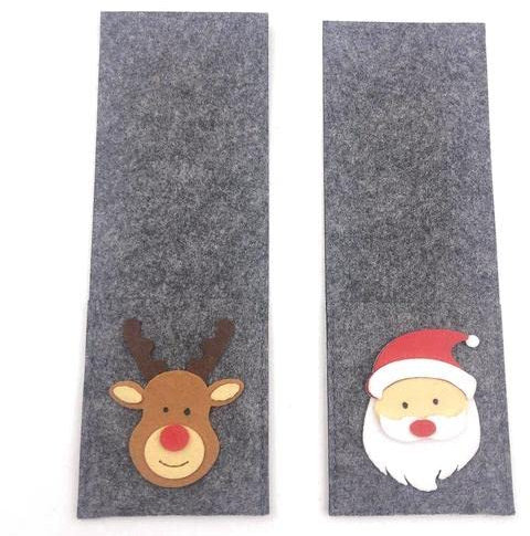 8er Set Weihnachten Besteckhalter Weihnachtsgeschirr Tasche, Weihnachtsmann Hirsch Tischdekoration Weihnachtsfeier Dekoration (fühlte)