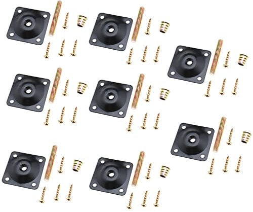 OTOTEC 8PCS Leg Mounting Plates with Hanger Bolts Screws Furniture Leg Attachment Plates T-Plate M8 Table Leg Repair Accessories for Sofa Stool Seat Bed Black