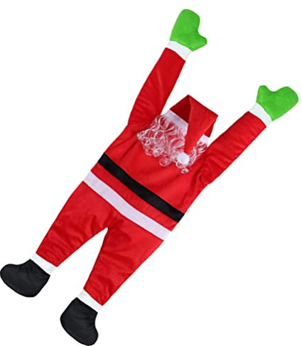 PRETYZOOM Weihnachtsmann Dekoration Weihnachtsmann Klettern Beleuchtete Bäume Zur Dekoration Draußen Weihnachtsdekoration Weihnachtsmann Kletterleiter Plüschpuppe Flanell Weihnachtsbaum