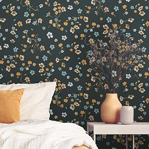 A.S. Creation House of Turnowsky 389071 Wallpaper Floral Black Yellow Non-Woven Wallpaper 10.05 m x 0.53 m Made in Germany