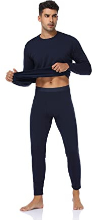 North Bund Biancheria Intima Termica Uomo, Completo Intimo Termico Invernale Maniche Lunghe Top&Fondo in Pile, Caldo Maglie&Pantaloni Set, Base Layer Sci Corsa Ciclismo Leggero/Spesso