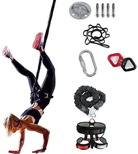 XWHAOB Heavy Pro Bungee Resistance Band Set Schlingentrainer Sling Trainer Yoga Bungee Cord Rope Resistance Air Dance Rope Exercise Fitness Home Gym Professional Training Equipment (85 kg)