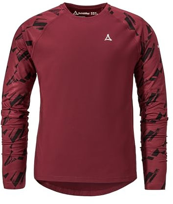 Schöffel Herren Longsleeve Lakata Trail M, atmungsaktives MTB Shirt, Fahrradtrikot mit 4-Wege Stretch und 4D BODY MAPPING, Langarmshirt für Radsport mit integriertem Brillenputztuch, dark burgundy, 52
