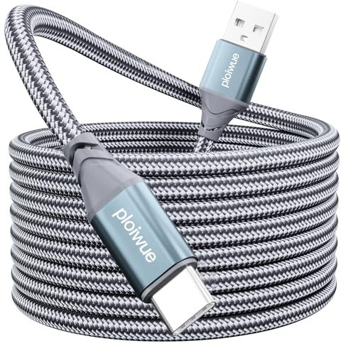 USB C Cable 3M Fast Charger Cable Braided Compatible for Samsung Flip/Fold z3 S10 S9 S8 S20 S21 S22 S23 A14/13/12 A34/33/32 A54/53/52/51/50 A23/22/21/20 A71/70 A03s Note 20/10,Pixel,iPad etc grey