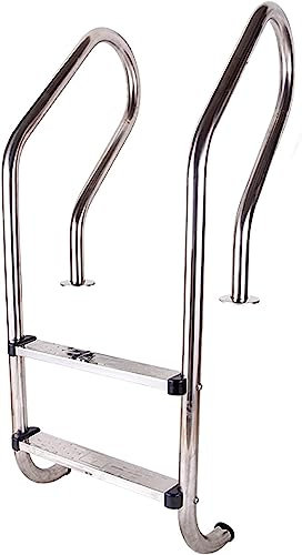DYNCDW Edelstahl-Poolleiter, Poolgeländer, Poolleiter, 2-stufige Pool-Einbautreppe Mit Rutschfester Trittstufe, 200 Kg Tragkraft