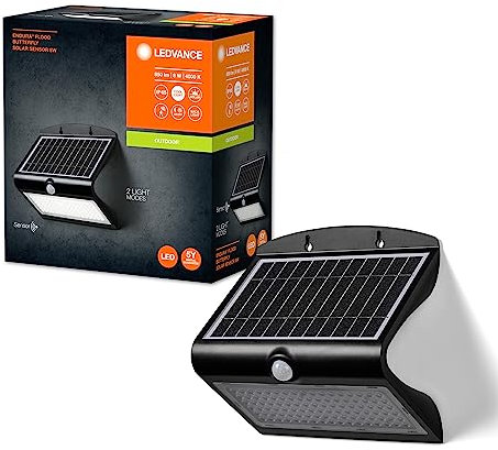 LEDVANCE ENDURA BUTTERFLY Solar-Flutlicht, schwarz, 8W, 850lm, Bewegungs- & Lichtsensor, Outdoor-Leuchte, Batterie aufladbar, umweltfreundlich, lange Lebensdauer, einfache Montage, IP65, 4000K