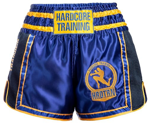 Hardcore Training Blue Gold Pantaloncini Muay Thai Uomo Kickboxing MMA