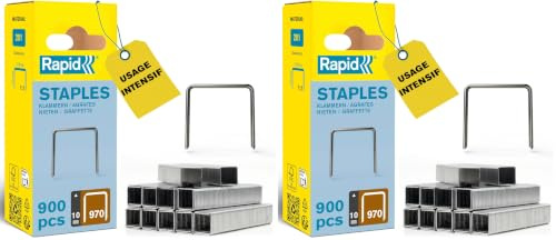 RAPID 40109551, Agrafes en fil plat N°970, Longueur 10 mm, 896 Pièces, Pour les outils Black&Decker, Fil galvanisé Gris (Lot de 2)