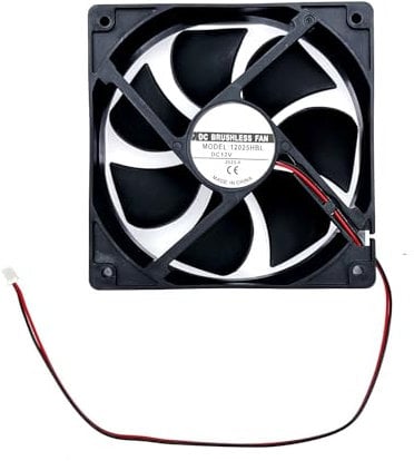 JZK DC 12V cooling fan 12cm, 12025 Low Noise dual-ball bearing hydraulic fan, 120mm brushless fan for ice machine, fan heater, cooler, PC case fan, 120x25mm