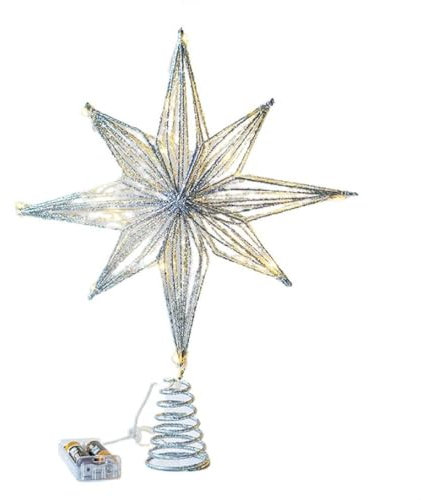 Whigetiy Puntali per albero di Natale Stella Lampade a LED Decorazioni natalizie per la casa Decorazioni natalizie per ornamenti per albero di Capodanno 2024 Festival Party Puntali per albero di