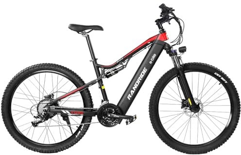 RANDRIDE YG90 Electric Bike 27.5-in Electric Mountain Bike Battery 48V 17AH Smart Electric Bicycle With Pedal Assist 21 Speed,Hydraulic Disc Brake, Aluminum Alloy Frame (YG90/Black)