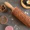 Qiwern Geprägtes Nudelholz Weihnachten, Weihnachten 3D Schneeflocke Teigroller, Teigroller mit Prägung, mit DIY Küchenwerkzeug Backzubehör für, mit DIY Küchenwerkzeug Backzubehör (Holzfarbe)