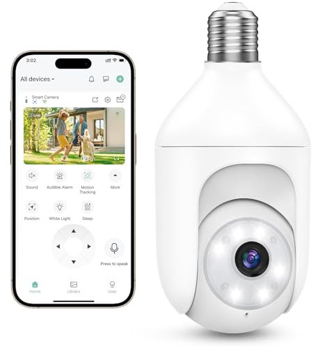 Recacam 2K Light Bulb Security Cameras Wireless Outdoor Indoor, 2.4GHz WiFi Cameras for Home Security with Spotlight, Color Night Vision, Motion Detection, 2-Way Audio, Audible Alarm, IP65 Waterproof