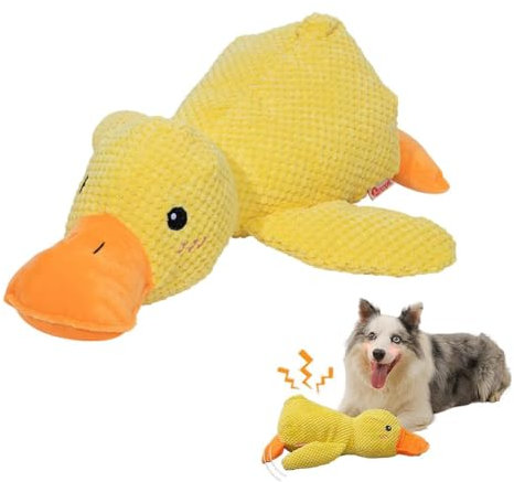 Quack-Quack Duck Dog Toy, Quak-Quak Ente Hundespielzeug, Das Mellow Duck Hunde Spielzeug, Niedliche Ente ohne Füllung mit weichem Quietscher, Hundekuscheltier-Kauspielzeug für Welpen (Gelb)