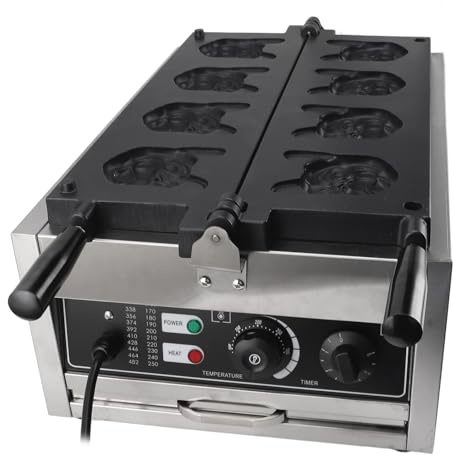 Mini Gaufrier en Forme D'animal, Gaufrier électrique Antiadhésif en Forme de Bouledogue, Plaques de Cuisson à Revêtement Antiadhésif pour Faire des (Prise UE 220V)