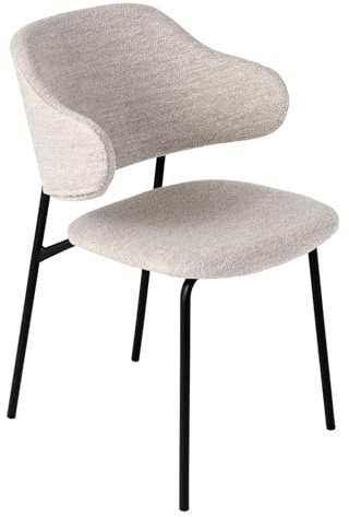Riess Ambiente Design Stuhl Vogue Greige Bouclé Schwarze Metallbeine, Stuhl für Dein Esszimmer, Esszimmerstühle, Bürostuhl, Stoffbezug