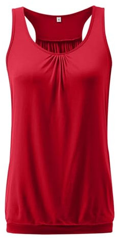 WANGZHI Tank Top Damen Ärmellose Sommer Tops Rundhals Oberteile,Red,XL