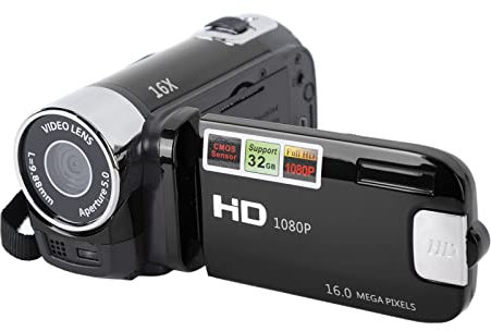 VBESTLIFE Videocámara Videocámara 16MP 30FPS, Cámara con Zoom Digital 16x con Pantalla Giratoria TFT de 2,7 Pulgadas, Cámara Vlogging (Black)