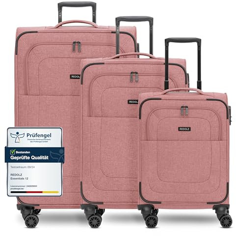 REDOLZ Koffer-Set 3-teilig für Damen & Herren | leichte & stabile Reise-Trolleys, hochwertiges Softcase, 4 Doppelrollen & TSA-Schloss |erweiterbar mit Dehnfalten (Essentials 12)