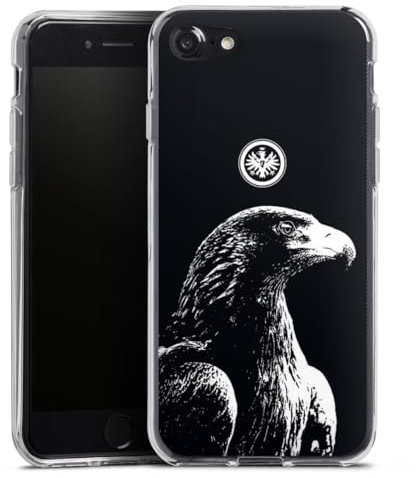 Silikon Hülle kompatibel mit Apple iPhone 8 Case transparent Handyhülle Eintracht Frankfurt Offizielles Lizenzprodukt Attila