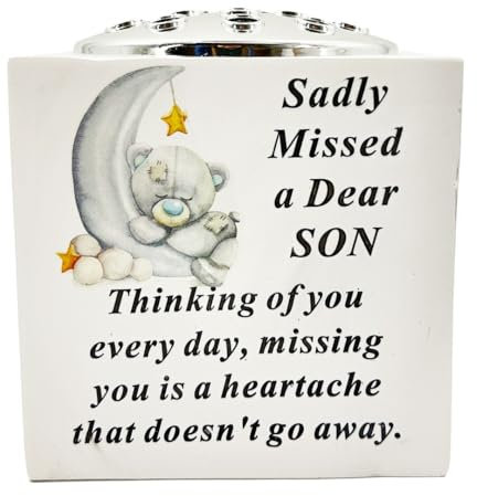 Angraves Special Son Baby Boy Teddy Bear Moon Memorial Graveside Flower Vase Pot Holder Rose Bowl