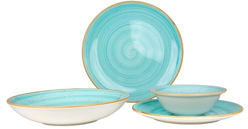 Bonna Geschirrset - Aqua - 24 teilig - 6 Personen - Porzellan