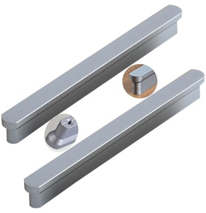 2 Packs Cabinet Pulls Aluminium alloy Drawer Knobs Rounded head design T-shape Cupboard Handles Brushed,Kitchen Door Levers for Bathroom,Closet,Wardrobe,Dresser,Hardware (Hole Pitch 384mm,Grey)