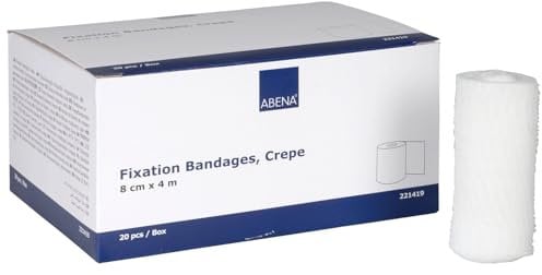 ABENA Mullbinden 8cm x 4m – 20 Rollen, Krepp, Elastische Binde aus Verbandsmaterial, luftdurchlässige und hautfreundliche Bandage – ideal zur Fixierung bei Wundpflege, Sport & Alltag