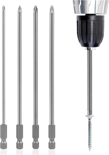 Inserti per Avvitatore, 4 Pezzi Set di Cacciaviti Torx, Bit Avvitatore Lunghi 150mm, Punta a Croce Con Codolo Esagonale Per Cacciaviti Elettrici Manuali, Trapani