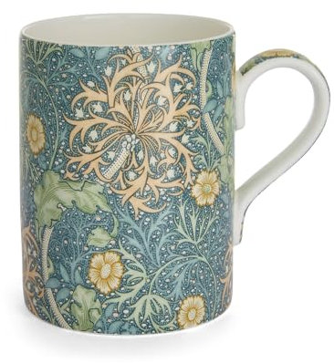 Morris & Co Kaffeetasse mit Henkel, 340 ml, Seetang, Porzellan, spülmaschinen- und mikrowellengeeignet, Neuheit Tasse für Kaffee, Tee, Hot Choco, elegant für Brunch, Partys, Frühstück
