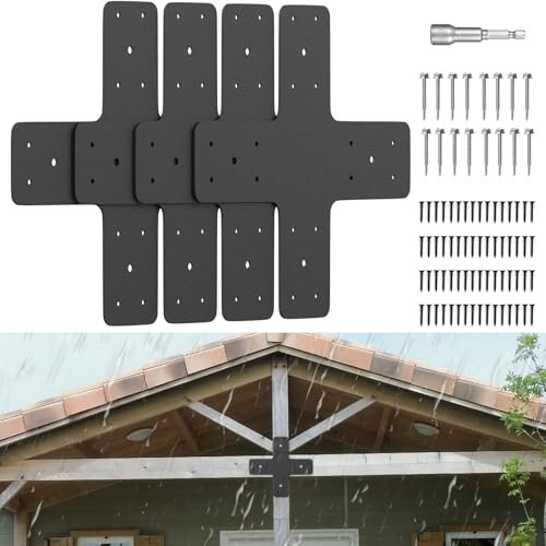 Mdkave X Brackets Heavy Duty,Made of Heavy Duty Metal with a Polished Finish for Repairing Wooden Houses, Furniture, Pergolas, Truss Frames with L Brackets for Wood (X Shape)