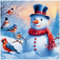 20 Servietten Weihnachten Vögel besuchen Schneemann als Tischdeko. Papierservietten mit Motiv. Auch für Decoupage und Serviettentechnik 33x33cm